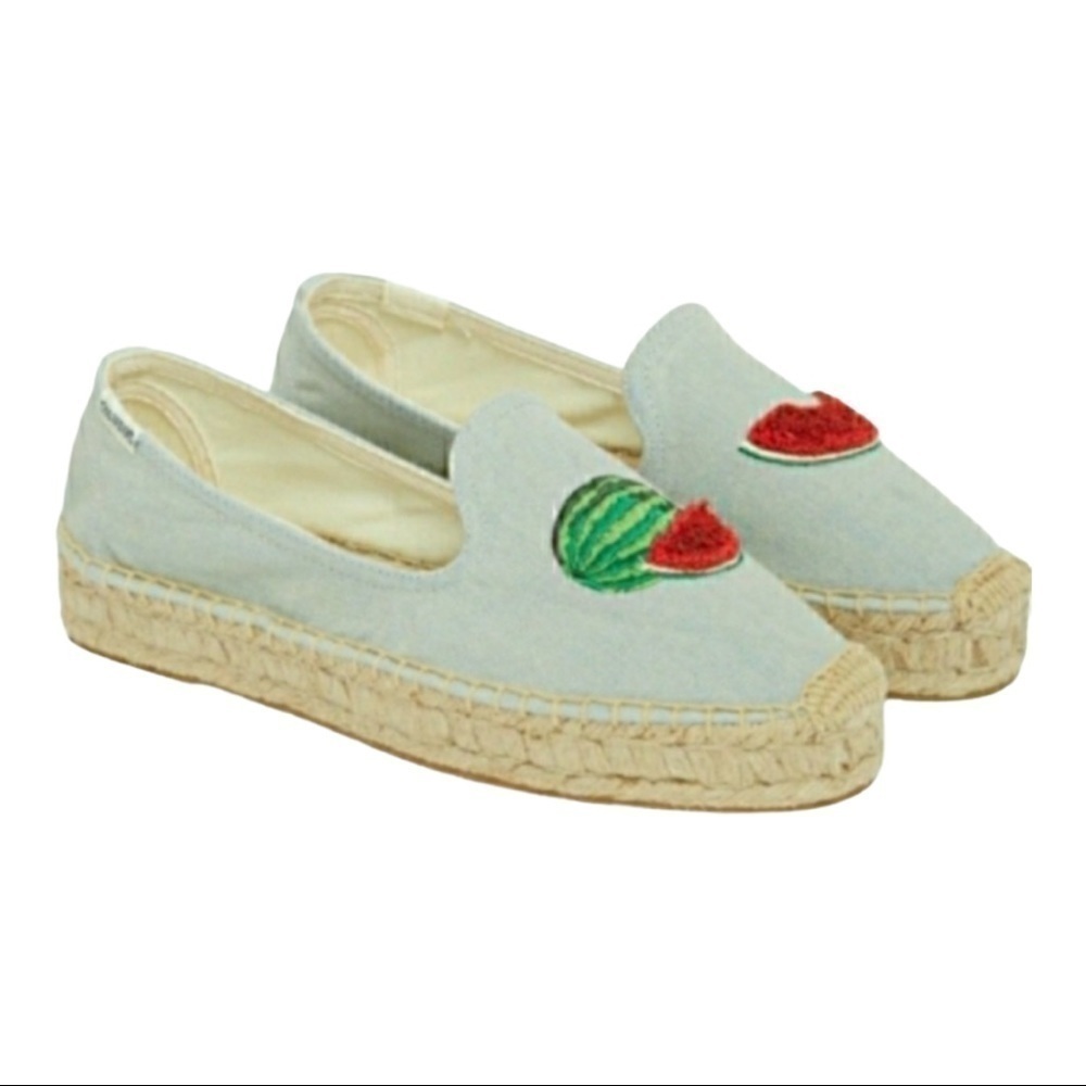 Soludos Watermelons Chambray Smoking Slippers Sz10